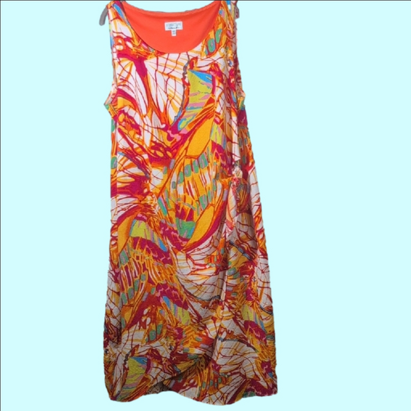 Robbie Bee Colorful Abstract Midi Dress - Picture 1 of 7